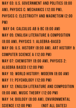 Save the Date: AP EXAMS!!