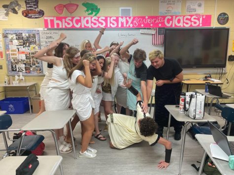 Et tu, Brute... Mrs. Colemans senior IB class assassinate Caesar together during a fun homecoming dress-up week.
Submitted Photo