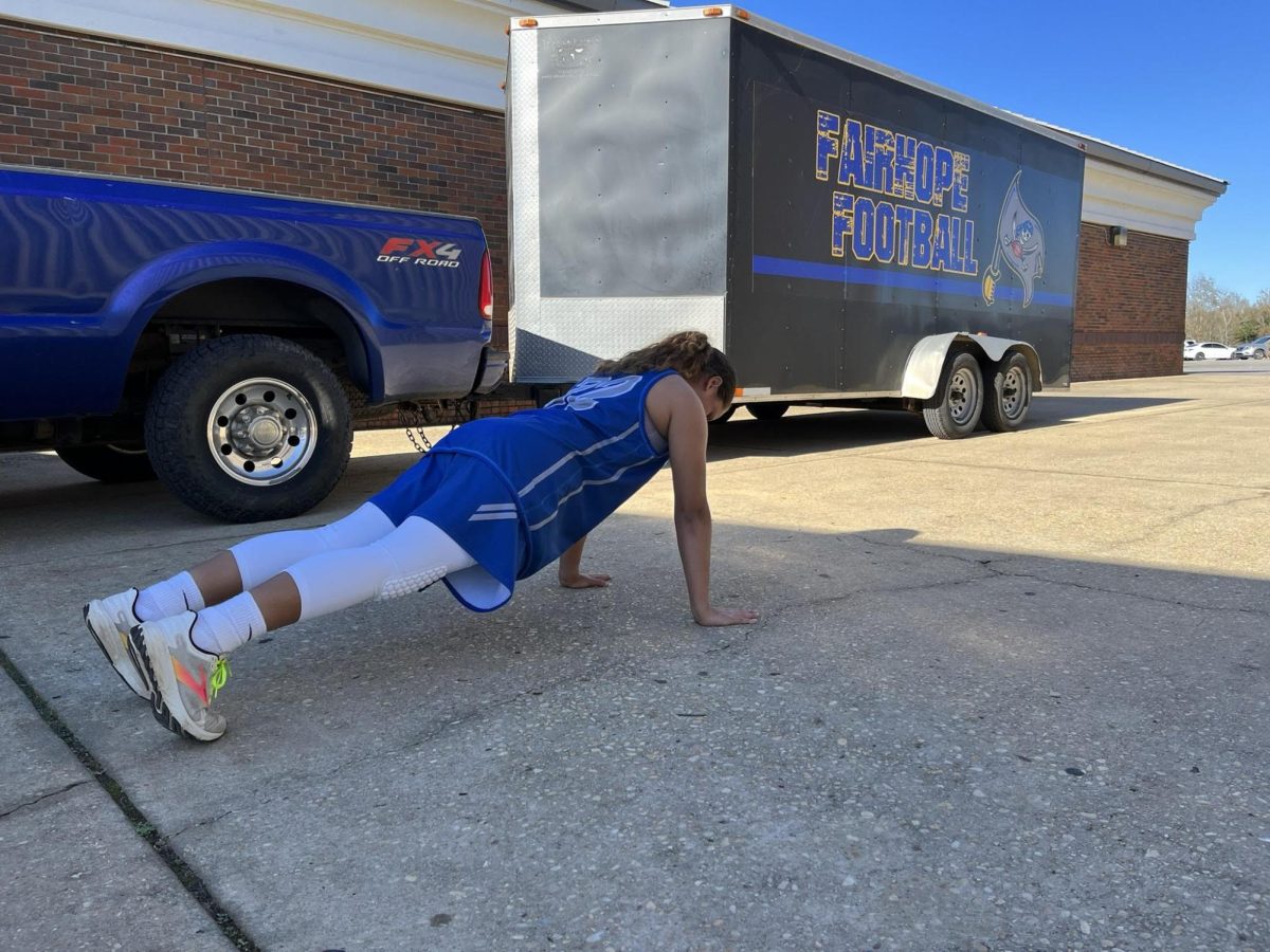 Warm up wonders… Lillian Moreno exercises and gets fit doing push ups. Push ups increased her core strength and defined her arm muscles.