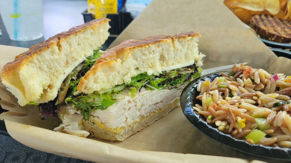 Cut but not dry… The semi-spicy House Roasted Turkey panini’s scent wafts through the air.