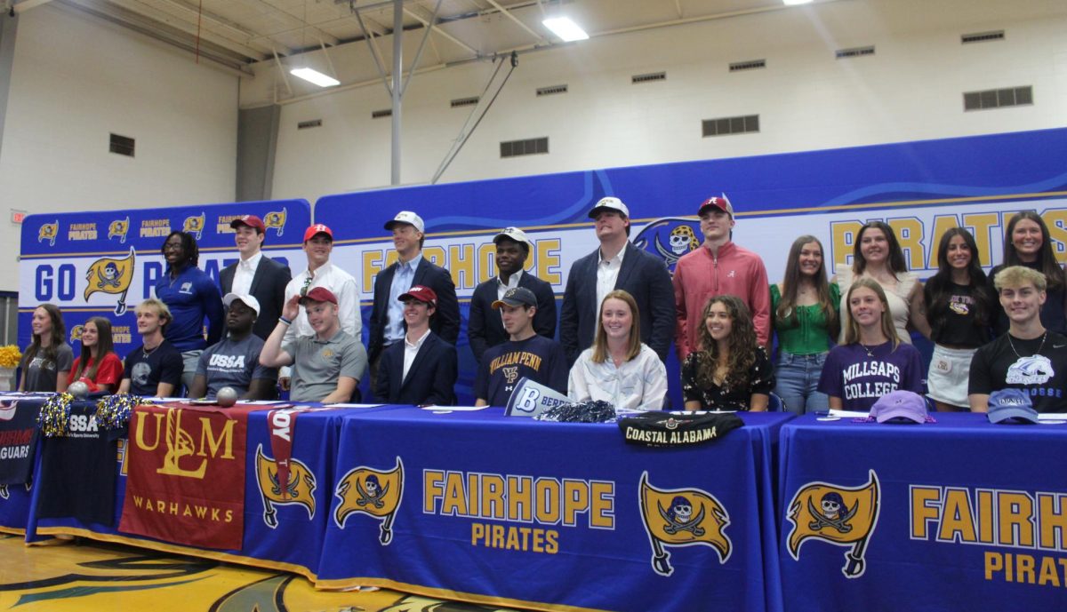 On to the future… Signees smile as they celebrate their upcoming next level sport. Athletes signed to 26 different colleges.