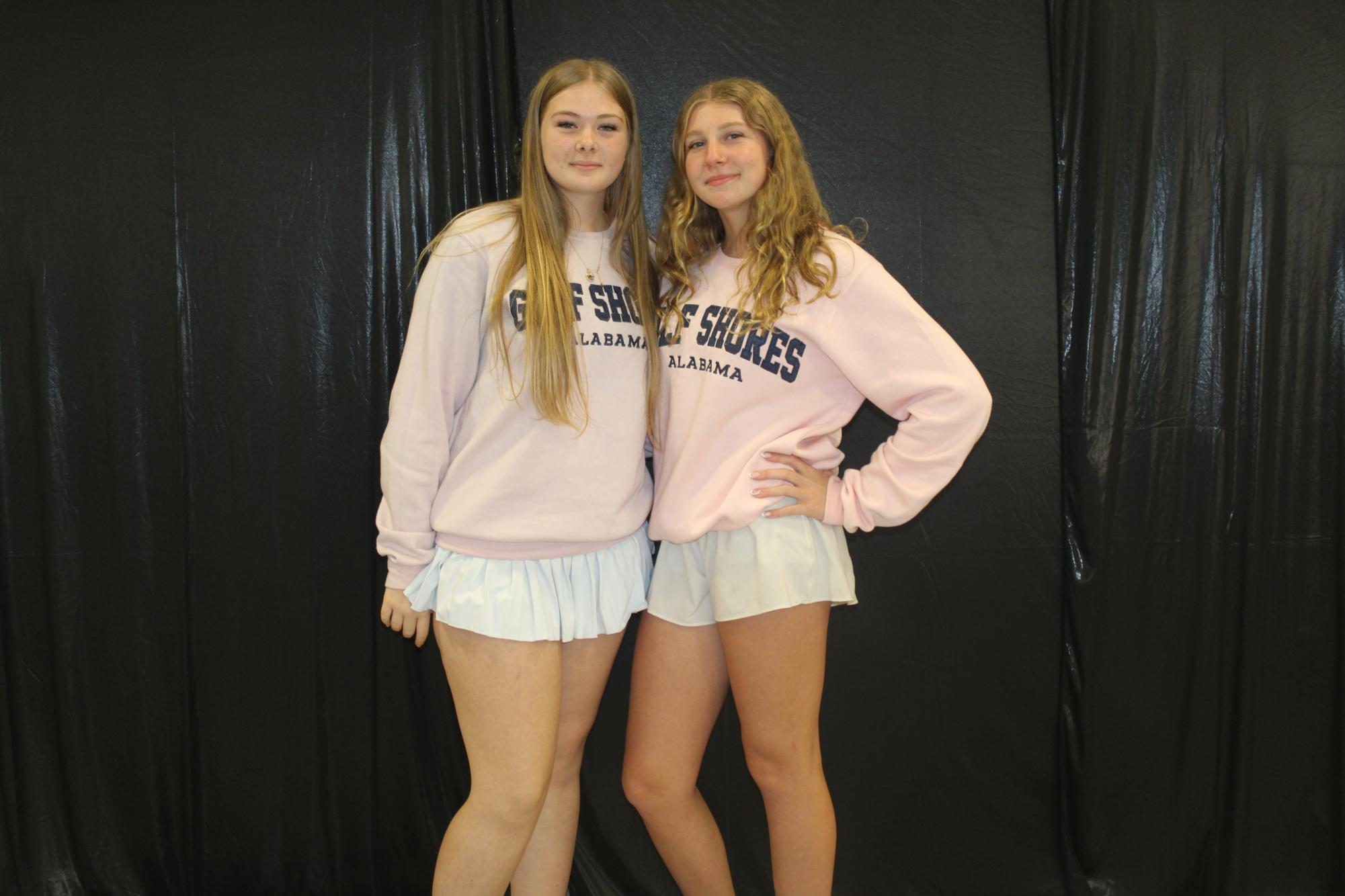 In honor of homecoming, students dress for themed days, Sept. 15-19, 2025. The prompts consisted of country v. country club, sleepover, anything but a backpack, duo and teacher vs student swap. Students Arya Orlik and Ally Crossno showed their support by matching on Duo Day. (Sophie Alvey)