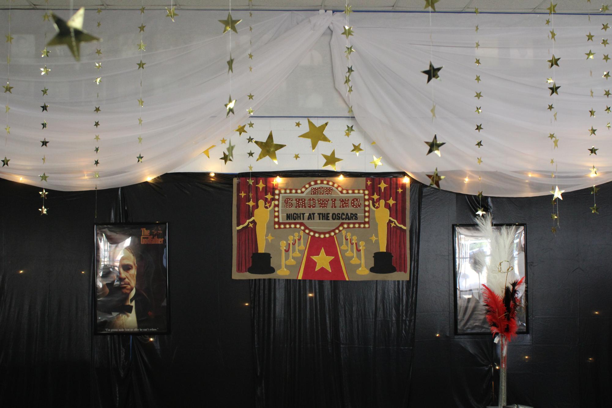 A night at the oscars… The gym and foyer stand ready for students to dance the night away Saturday, Sept. 20. (Leah Breivik)