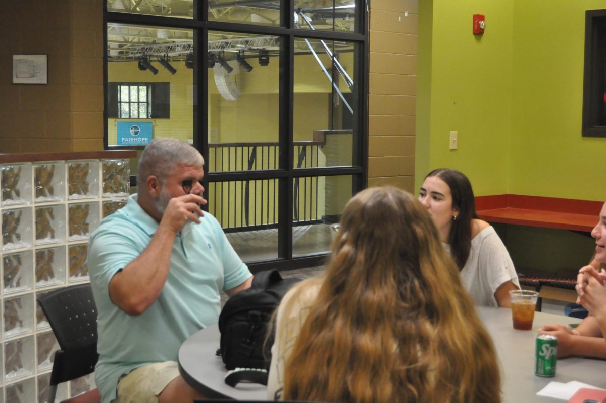 How do you use this?... Prior to the start of worship, youth group attendees attempt to teach small group leader Bunky Bishop how to use an eyelash curler. The lesson ended with Bunky accidentally stabbing himself in the eye. 