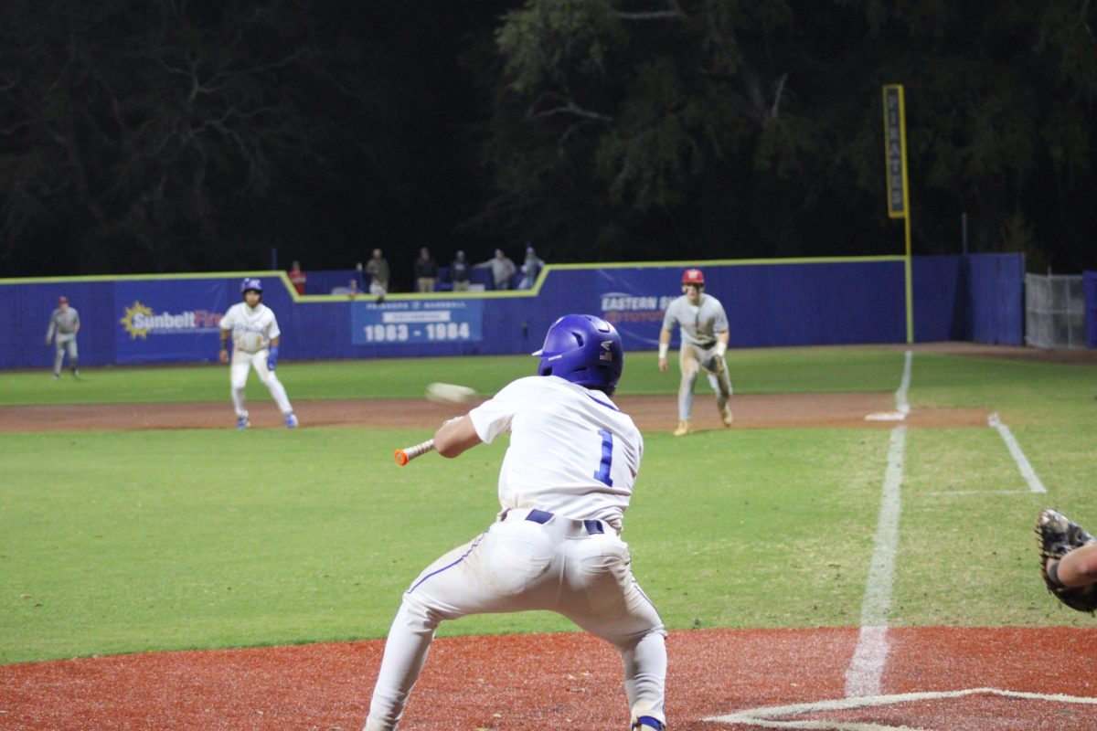 Bunt it… Senior Lance Wade lays down a bunt, allowing him a run to first base. Wade stole second base.