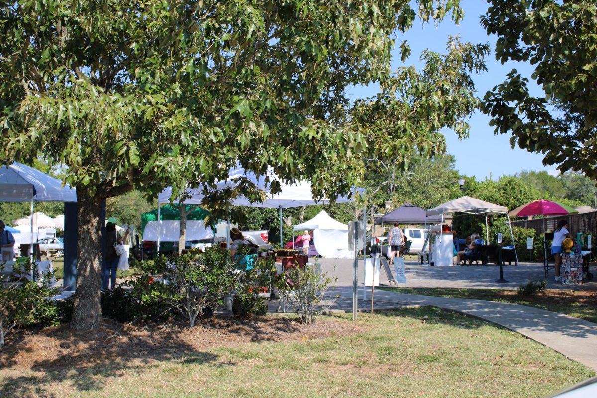Spring has sprung…. Shoppers browse the stands of the new spring farmers market Thursday, April 23, in Fairhope, Alabama. The weekly spring market takes place every Thursday from 2-6 P.M. selling homemade goods from locals. (Ann Laney Chew)