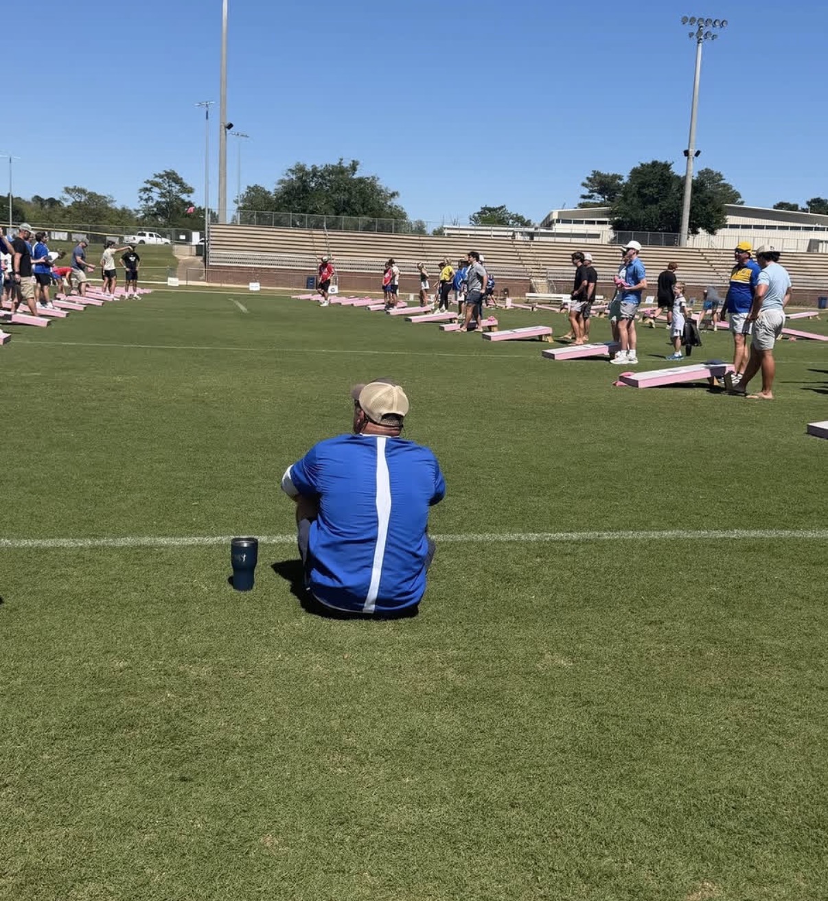 Community and cornhole
Teams battle it out in the winners bracket to hopefully secure the prize. Todd Cheney, organizer of the event, watches to make sure gameplay is fair. “It was a beautiful day and lots of fun for everyone,” Maceina said. (Submitted photo by Joni Cheney)